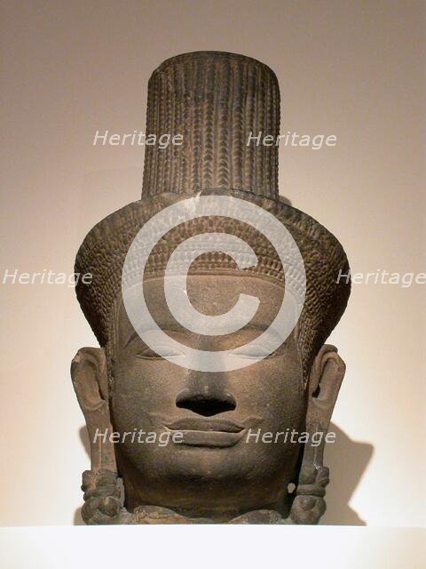Head of a Male Deity (Deva), Angkor period, 10th/11th century. Creator: Unknown.