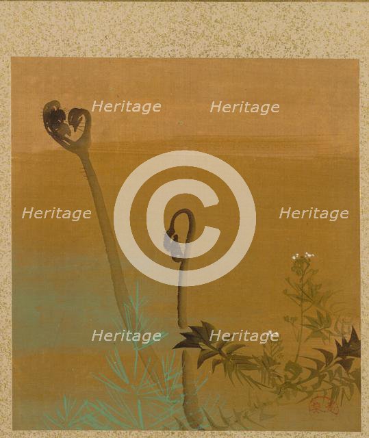 Leaf from Album of Seasonal Themes: Birds in Snow, 1847. Creator: Shibata Zeshin (Japanese, 1807-1891).