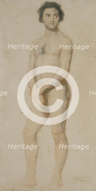 Standing male nude, February, 1859. Creator: William Mulready.