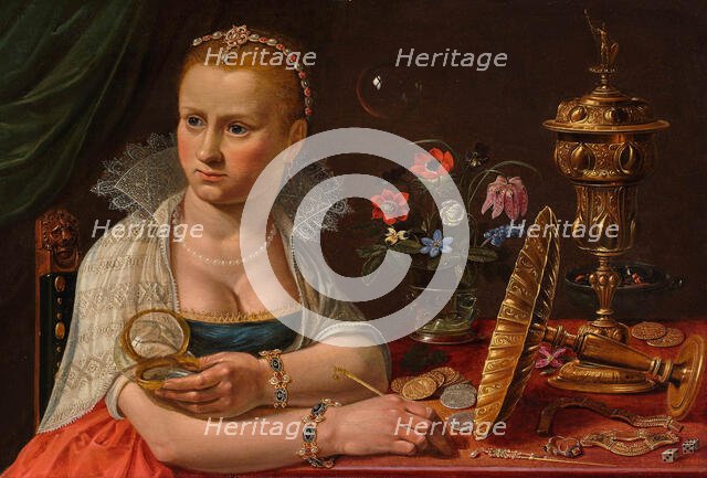 Self-portrait with vanitas and flower still life, c1610. Creator: Peeters, Clara (1594-1658).