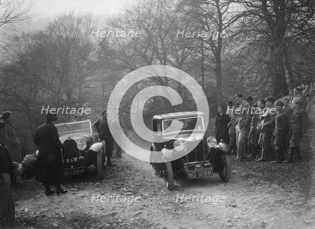 MG M type Sportsman's coupe, Bugatti Owners Club Trial, Nailsworth Ladder, Gloucestershire, 1932. Artist: Bill Brunell.