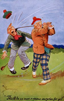 Golfing cartoon, c1920s. Artist: Unknown