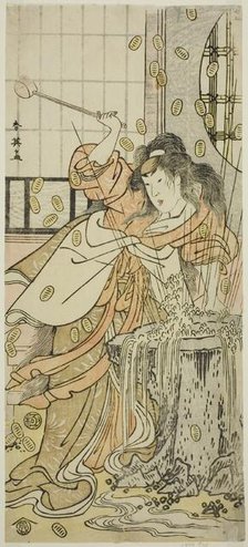 The Actor Segawa Kikunojo III as the Dragon Maiden Disguised as Osaku in the Play..., c. 1790. Creator: Katsukawa Shun'ei.
