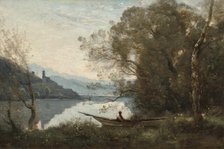 The Moored Boatman: Souvenir of an Italian Lake, 1861. Creator: Jean-Baptiste-Camille Corot.