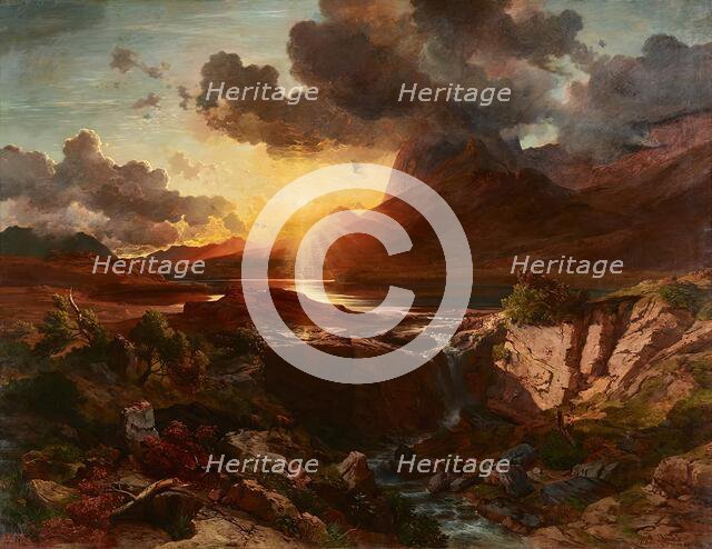 Sunset at the Hintersee in Berchtesgaden, 1858. Creator: Albert Zimmermann.