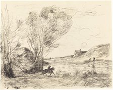 The Rider in the Reeds (Le Cavalier dans les roseaux), 1871. Creator: Jean-Baptiste-Camille Corot.