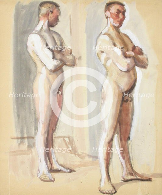 Standing man, two nudes, c1910s. Creator: Verner Thome.