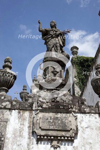 Statue on the monumental Baroque stairway, Bom Jesus do Monte Church, Braga, Portugal, 2009.  Artist: Samuel Magal