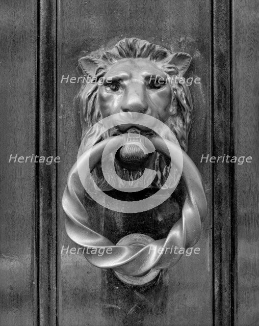 Door knocker in the form of a lion's head, Selwyn House, Cleveland Row, Westminster, London, 1979. Artist: Paul Barkshire