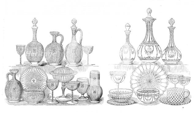 The International Exhibition: services in glass, by Pellatt and Co., 1862. Creator: Unknown.