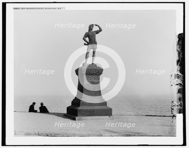Leif Ericsson [sic] statue, Milwaukee, Wis., between 1880 and 1899. Creator: Unknown.