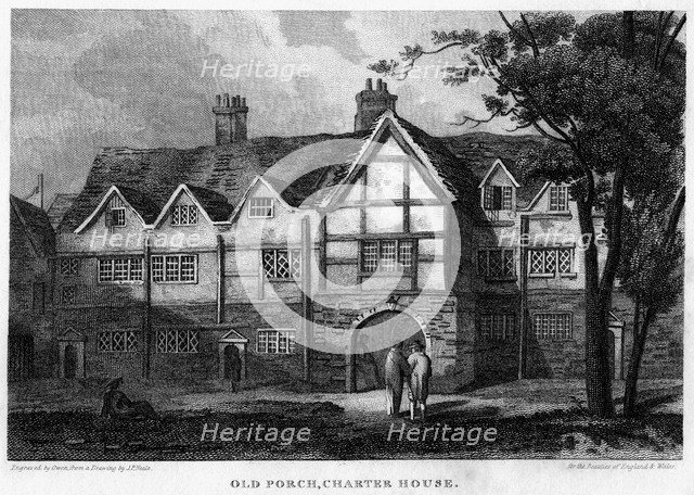 Old porch, Charterhouse, London, 1815.Artist: Owen