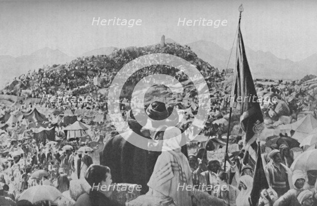 'Pilgrims Performing the 'Wukuf' or Stand' on the Mount of Mercy', c1935. Artist: Unknown.
