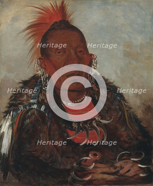 Wah-ro-née-sah, The Surrounder, Chief of the Tribe, 1832. Creator: George Catlin.