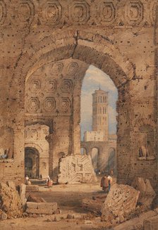 Temple of Peace, Roman Forum, 1825-1850. Creator: Samuel Prout.