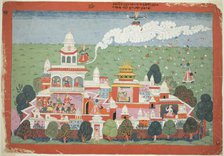 Pradyumna Enters the Palace of the Demon Sambar and Challenges him to Battle, page..., c. 1775. Creator: Unknown.