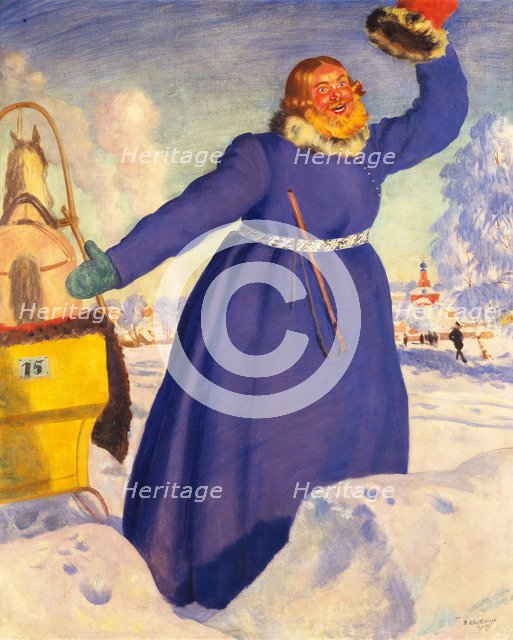 A reckless coachman, 1920. Artist: Kustodiev, Boris Michaylovich (1878-1927)