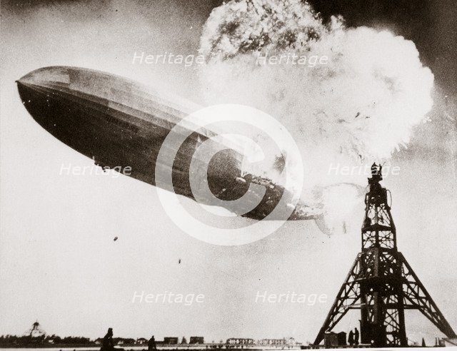 The German airship 'Hindenburg' blows up, Lakehurst, New Jersey, USA, 6 May 1937. Artist: Unknown