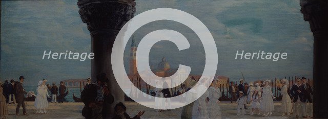 Promenade in Venice, 1907-1908. Artist: Kustodiev, Boris Michaylovich (1878-1927)