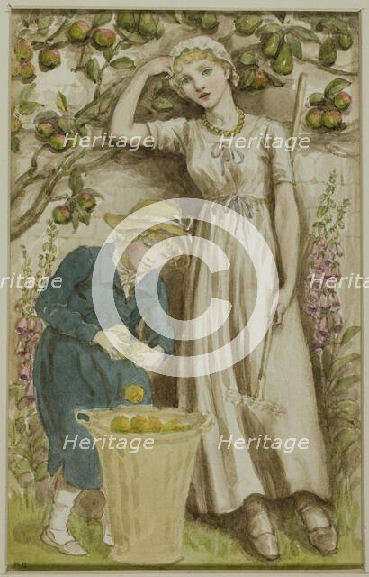 Girl and Boy Picking Apples, n.d. Creator: Catherine Greenaway.