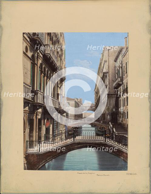 Bridge of Sighs and Palazzo Ducale in Venice, 1850-1876. Creator: Anon.