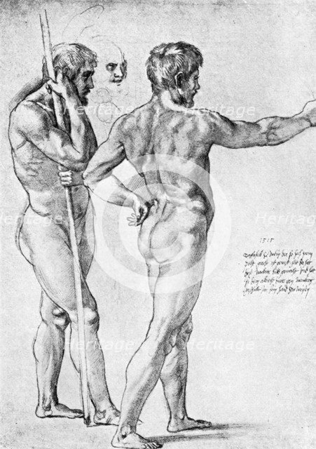 Two male nude studies, 1515, (1912).Artist: Raphael