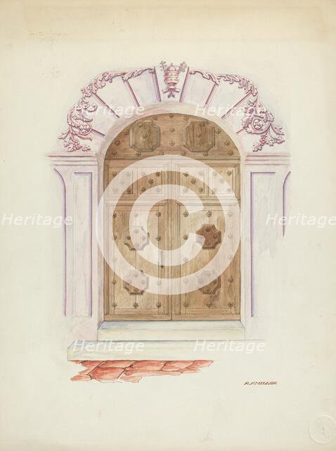 Doorway and Wall Painting, 1937. Creator: Randolph F Miller.