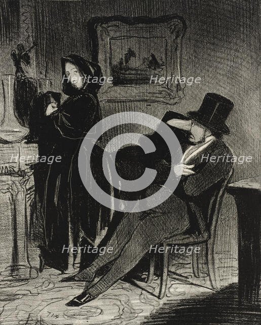 Plus souvent que je te conduirai...au bal.., 1845. Creator: Honore Daumier.