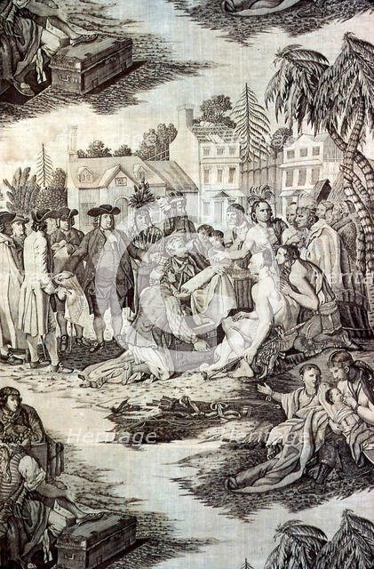 William Penn's Treaty with the Indians (Furnishing Fabric), England, c. 1785. Creator: Unknown.
