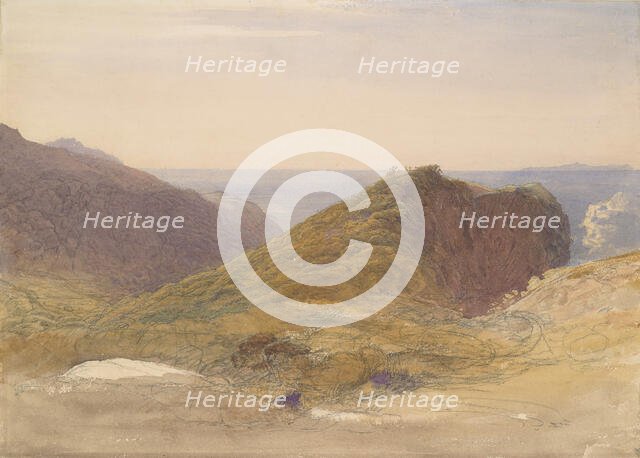 On the North Coast of Devon, Lundy Island in the Distance, ca. 1835. Creator: Samuel Palmer.
