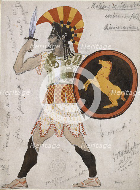 Design for Pollux's Costume in 'Helene de Sparte', c1910s. Artist: Leon Bakst.