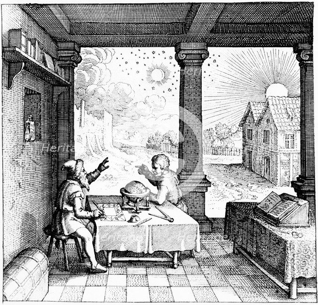 Astrologers preparing a horoscope, 1617-1619. Artist: Unknown