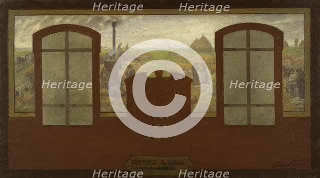 Esquisse pour la mairie de Fresnes : Sur le plateau - Les batteurs de blé, 1905. Creator: Jean Joseph Enders.