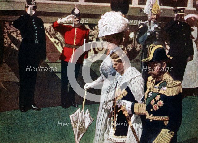The investiture of the Prince of Wales, Carnarvon Castle, 1911-1912.Artist: Marshall Herskovitz