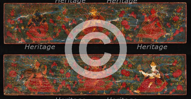 Pair of Manuscript Covers with Goddesses Set in a Foliate Landscape, 17th century. Creator: Unknown.