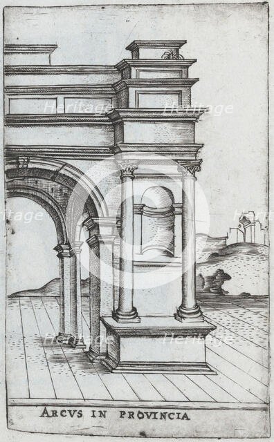 Arcus S. Georgii, from a Series of Prints depicting (reconstructed) Buildin..., Plate ca. 1530-1550. Creator: Master GA.