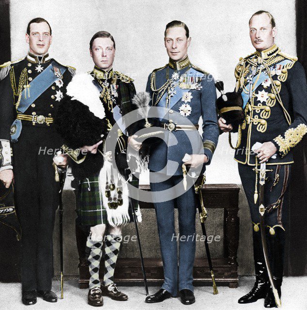 The Prince of Wales with his brothers, c1930s. Artist: Unknown.