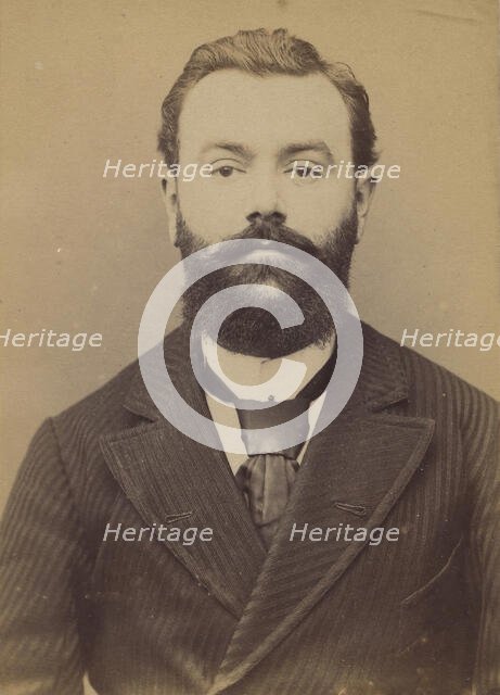 Bresson. Eugène, Marie. 30 ans, né le 4/7/63 à Chaumont (Haute-Marne). Avocat. Anarchiste...., 1894. Creator: Alphonse Bertillon.