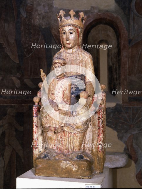  'Mother of God of Veciana', polychromed wood sculpture from Santa Maria de Veciana, virgin with …