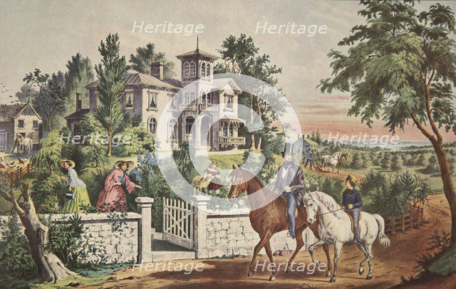 American Country Life - May Morning, pub. 1855, Currier & Ives (Colour Lithograph)