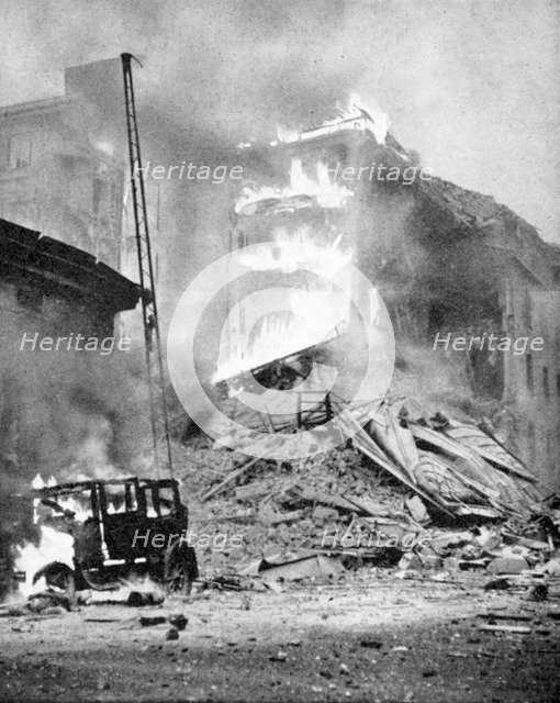 Bombing of Helsinki by the Russians, World War 2, c1940. Artist: Unknown