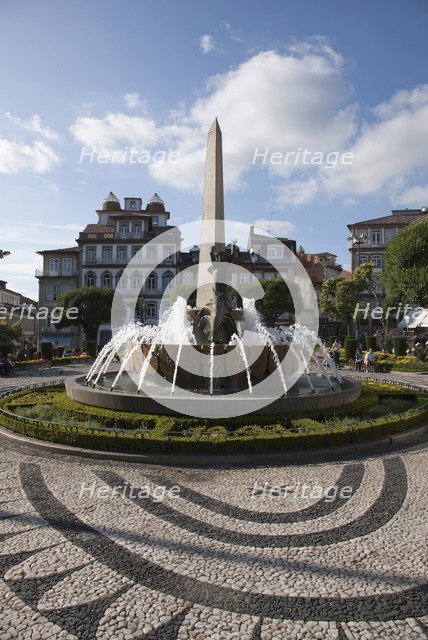 Obelisk and fountain, Republic Square, Braga, Portugal, 2009.  Artist: Samuel Magal