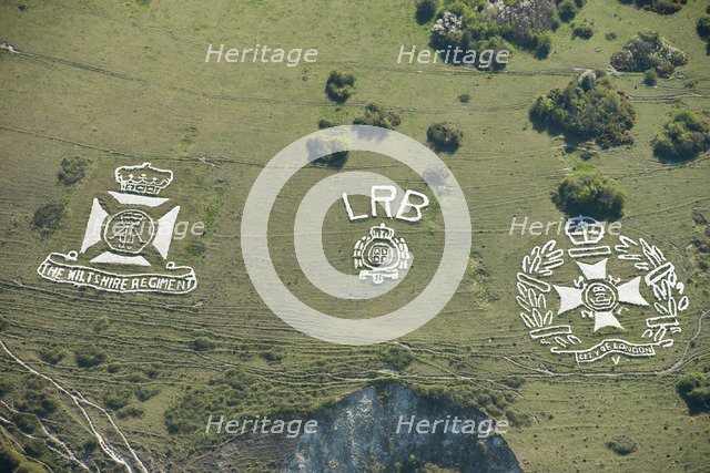 Chalk military badges, Fovant Down, Wiltshire, 2015. Creator: Historic England Staff Photographer.