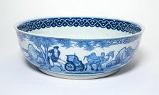 Bowl with Figures in Landscape, Qing dynasty (1644-1911), 19th century. Creator: Unknown.