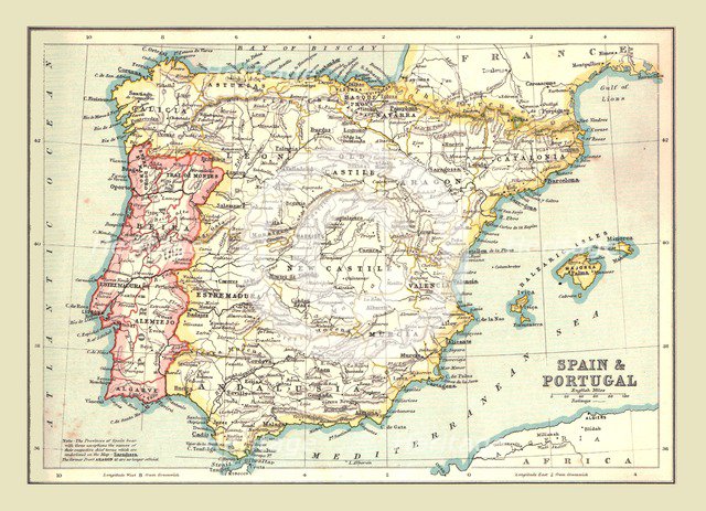 Map of Spain and Portugal, 1902.  Creator: Unknown.