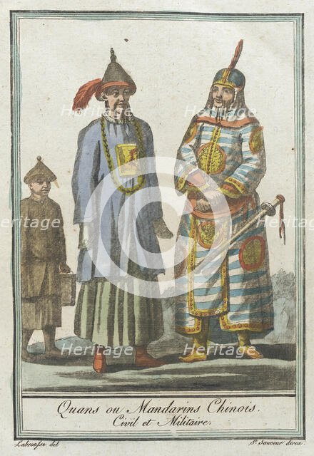 Costumes de Différents Pays, 'Quans ou Mandarins Chinois, Civil et Militaire', c1797. Creators: Jacques Grasset de Saint-Sauveur, LF Labrousse.