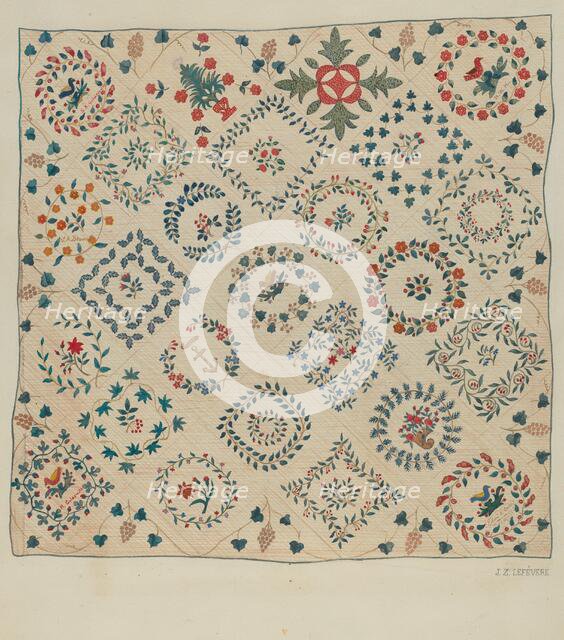 Applique Coverlet, c. 1936. Creator: Jules Lefevere.