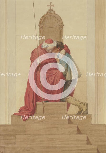 A Cardinal Penitenziario Maggiore, during Holy Week at St. Peter's in Rome, 1855. Creator: Eduard von Steinle.