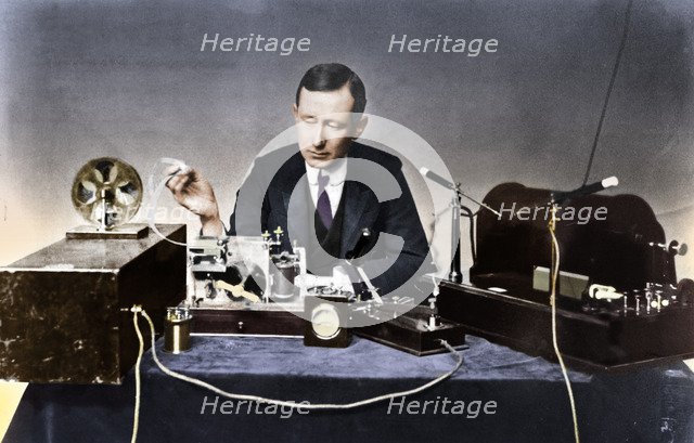 Guglielmo Marconi (1874-1937), Italian physicist and radio pioneer. Artist: Unknown.