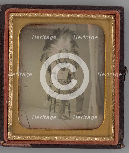 Untitled (Portrait of Seated Man with Headdress), 1850. Creator: Unknown.